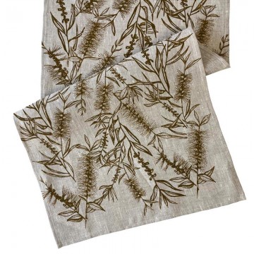 Table Runner | Bottle Brush | Khaki | Linen